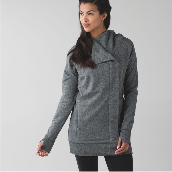 Lululemon Wrap Up Jacket Heather grey hooded zip up long sweater 4 athleisure - Picture 2 of 14